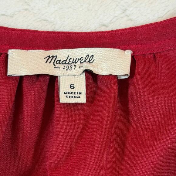 Madewell Lucie Puff-Sleeve Smocked Mini Dress Red Women’s Sz 6 - Picture 3 of 6